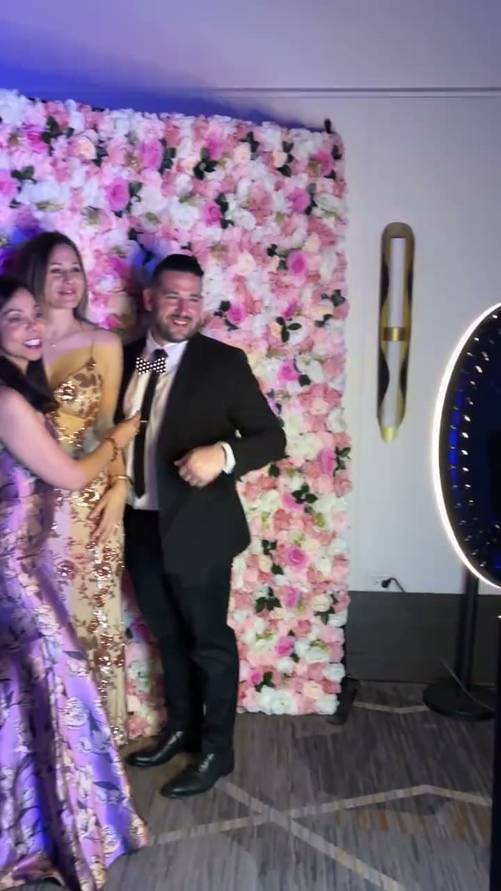 Guests posing at the digital photo booth